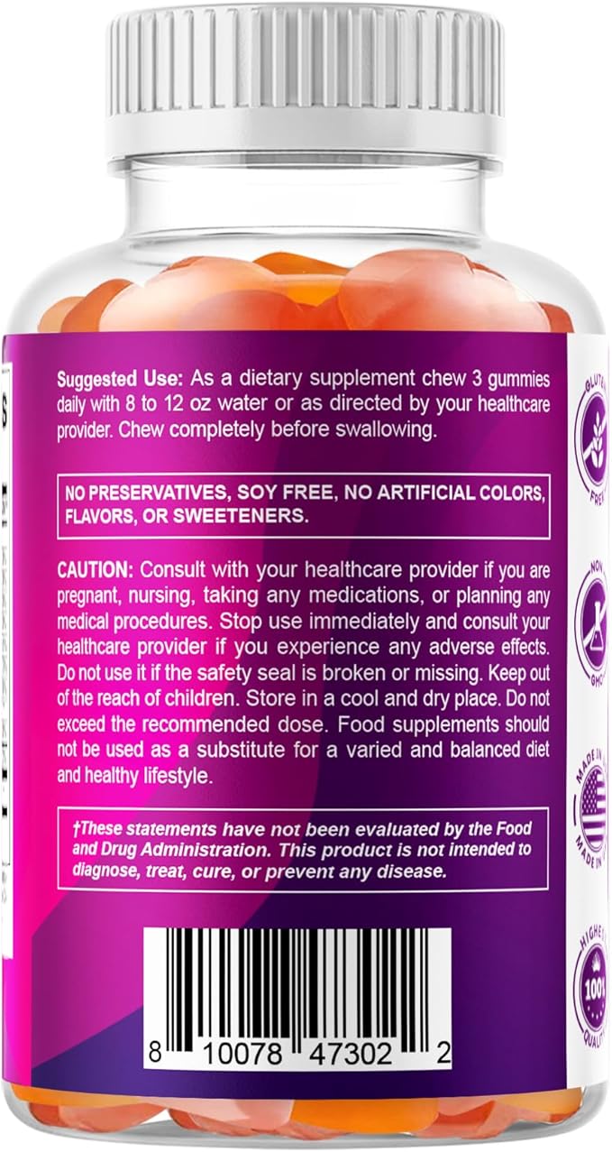 Vitamatic Prebiotic Fiber Gummies for Adults – 2 Pack (Total 120 Gummies) 7g Fiber per Serving | Extra Strength | Zero Sugar Added | Pectin-Based | Digestive Health & Regularity Support