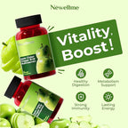 NEWELLME Sugar-Free Apple Cider Vinegar Gummies for Metabolism - 1000mg ACV with The Mother & Vitamin B12 for Energy Support - Vegan, Gluten-Free,180 Counts