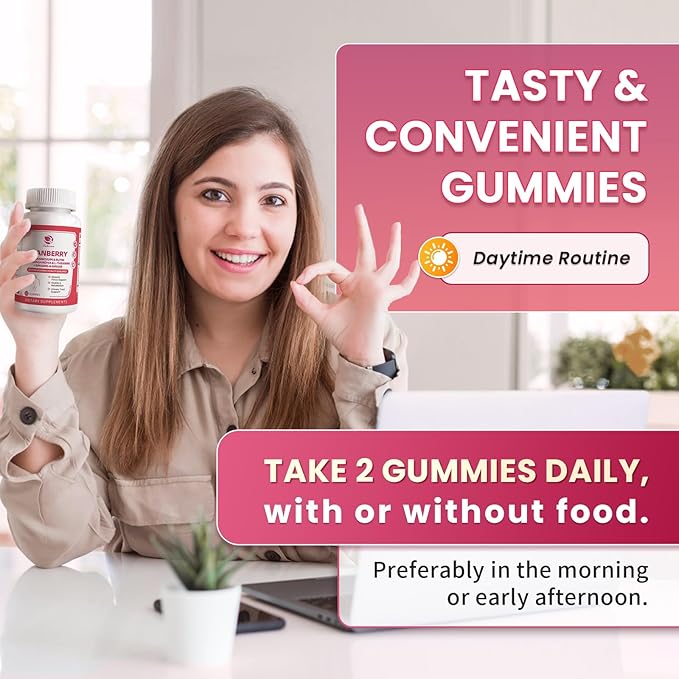 Lukaree 2 Pack Cranberry Gummies for Women – Cranberry Complex with D-Mannose, Ashwagandha, Magnesium, Ginseng – Urinary Tract, Mood & Energy Support – Daytime Vitality Supplement – 120 Count