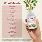 ANDREW LESSMAN High Potency B-Complex 180 Capsules - with High Levels of Folate Complex and Biotin, Promotes Cellular Growth, Energy, Immune Function, Detoxification, Fat Metabolism and More