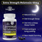 Fogoro Melatonin 60mg-Fall Asleep Faster, Stay Asleep Longer,High Dose, 60 Count(pack of 2)