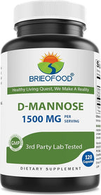 Brieofood D-Mannose Capsules - Urinary Tract Health- 1500mg Per Serving - 120 Capsules