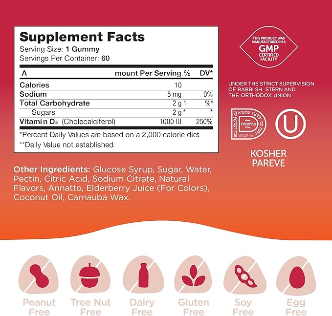 Zahler Chapter One Vitamin D3 Gummies - Immunity & Bone Support for Kids - Chewable Supplement with Daily Vitamin D - Kosher, Gluten-Free, Dairy-Free & Vegetarian Friendly - 60 Count