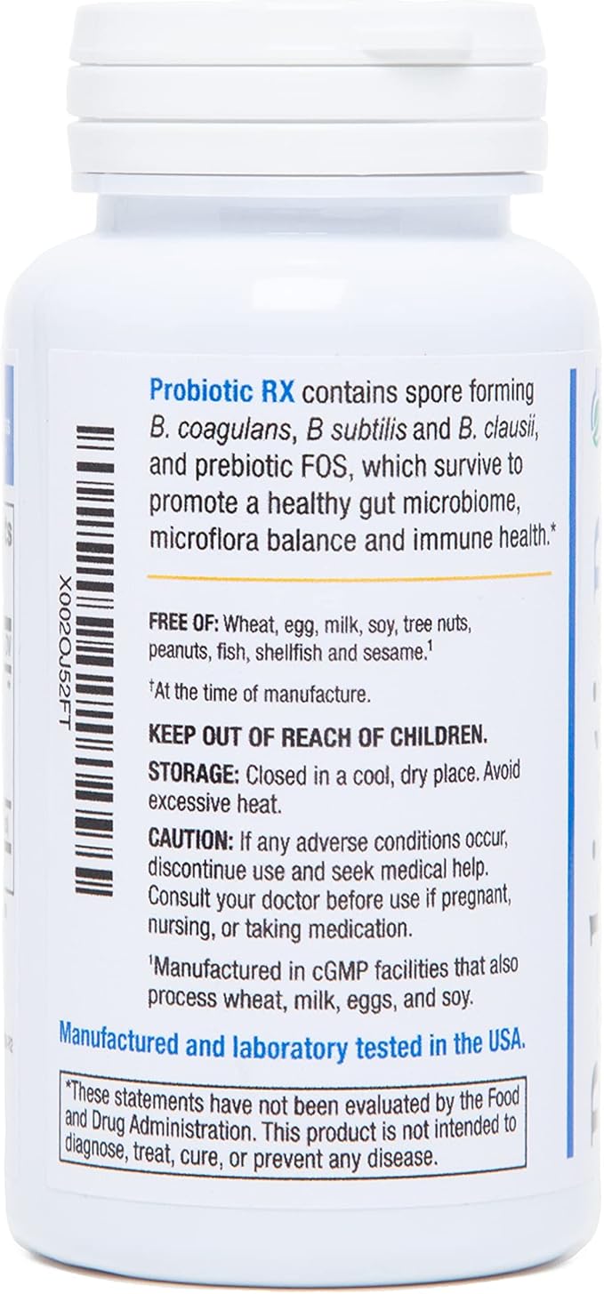 Probiotic Rx: 5 Billion CFU – Probiotic + Prebiotic - Spore-Based – 60-Day Supply - SBO - Supports Immune & Gut Health - Soil-Based Organisms - No Refrigeration Required