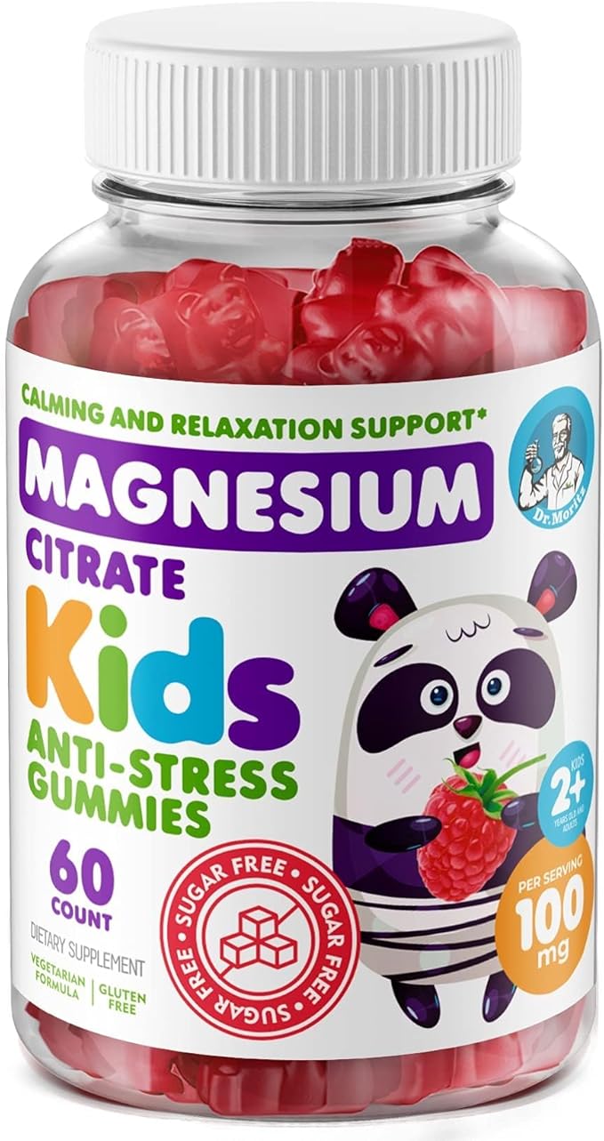 DR. MORITZ Sugar-Free Calm Magnesium Gummies for Kids and Adults - Non-GMO Magnesium Citrate Gummies - Raspberry Flavor - 1-Pack (60 Count)