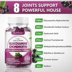 softbear Glucosamine Chondroitin Gummies, Sugar Free Glucosamine Chondroitin MSM Supplement with Elderberry Turmeric Supports Joint Health & Antioxidant, Elderberry Flavored 60 Count
