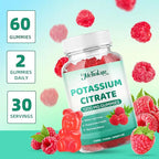 Potassium Citrate Supplement Gummies, Potassium Supplements for Women & Men, Helps Maintain Muscle Wellness & Electrolyte Balance, Vegan, Raspberry Flavor, 120 Count Potassium Gummies