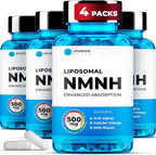 Liposomal NMNH (Dihydronicotinamide Mononucleotide) 500mg - NR Supplement Alternative - Anti Aging NAD Supplement to Boost NAD Plus Levels, Energy, Focus - High Purity 60 capsules (4 packs)