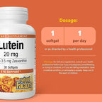 Natural Factors - Lutein 20mg, Natural Antioxidant to Support Eye Health, 30 Soft Gels