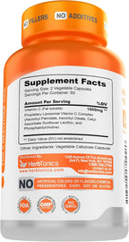 Herbtonics Liposomal Vitamin C Capsules 1500mg Immune Support Supplement | Immune System Health | High Absorption Vitamin C | Contains Collagen | 120 Vegan Capsules Non-GMO