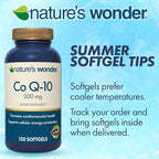 Nature's Wonder CoQ10 Supplement - CoQ10 200mg Softgels to Support Heart Health, Cardiovascular Function, and Cellular Energy Production, 120 Softgels, 120 Days Supply