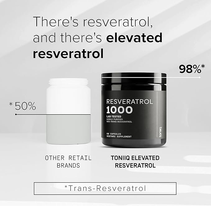 Ultra High Potency Third-Party Tested Trans Resveratrol 1000mg - 98% Pure, Highly Purified and Bioavailable - Resveratrol Polygonum Root Extract - 60 Capsules