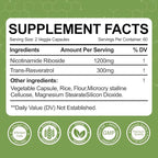 NAD Resveratrol Supplement 1500mg,120 Veggie Capsules | Liposomal NAD Plus Boosting | Support Cellular Health, Stamina & Healthy Aging for Women & Men | Non-GMO