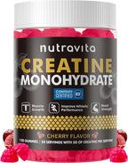 Nutravita NSF Certified Creatine Gummy - Creatine Monohydrate Gummies for Men & Women-5g of Creatine Monohydrate per Serving - Sugar Free,Vegan, Cherry Flavor, 120 Count