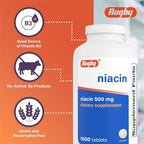 Rugby Niacin 500mg - Vitamin B3 Supplement for Men and Women - 1,000 Tablets (1-Pack)