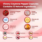 VivoNu Cayenne Pepper Softgels Supplement, Supports Leg Vein, Heart and Blood Vessel Health, with Vitamin E D3+K2 and Extracts of Grape Seed, Hawthorn, Beetroot, Berberine (Softgel / 4 Bag)