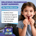 Kids Sleep Gummies Melatonin Free - with Magnesium Glycinate, Lemon Balm, L-Theanine & GABA - Calming Relaxation, Support Natural Sleep, Quiet Mind - Berry Flavor, Non-Habit Forming