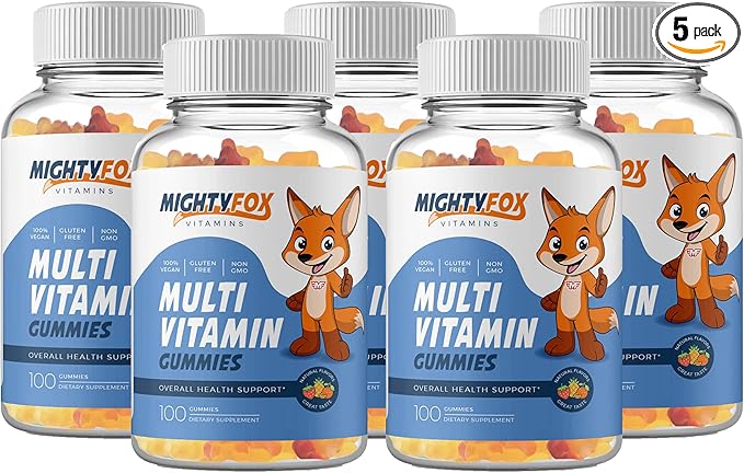 Kids Multivitamin Gummies - Non-GMO, Gluten-Free, Vegan Multivitamin Gummies w/Vitamin C, B3, B5, B6, B12, Zinc (100 Count, 5 Pack) – Fruity Toddler to Teen Gummy Vitamins for Kids