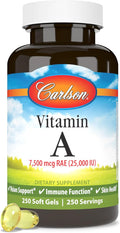 Carlson - Vitamin A, 25000 IU (7500 mcg RAE), Immune Support, Vision Health, Antioxidant, Vitamin A Supplements, 250 Softgels