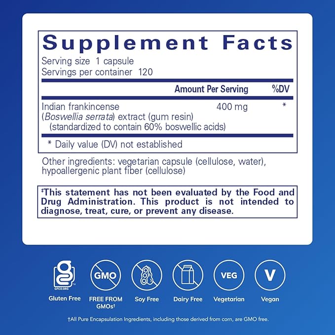 Pure Encapsulations Boswellia Supplement - for Joint Health, GI & Connective Tissue - Supports Healthy Joints & Digestive Health* - Non-GMO & Vegan - 120 Capsules