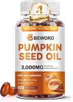 Pumpkin Seed Oil with Saw Palmetto Softgels, 3000mg Per Serving, 300 Softgels | Cold-Pressed with Essential Fatty Acids & Phytosterols | Supports Hair, Urinary, Bladder & Prostate Health | Non-GMO