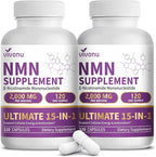 15-in-1 Liposomal NMN Supplement, 2000mg per* Serving*, 120 Day Supply, 99% Pure, NAD+ NMNH Alternative with Nicotinamide Mononucleotide, Resveratrol, TMG, CoQ10, Quercetin & Glutathione, 2 Bottles