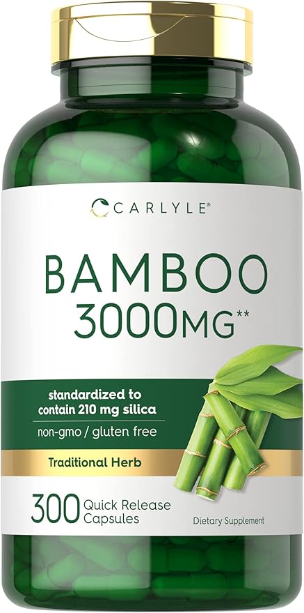 Carlyle Bamboo Extract Capsules | 300 Count | 210mg Silica | Non-GMO, Gluten Free Supplement