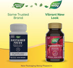 Nature’s Way Sustained Focus, Improved Focus & Concentration*, with Clinically Studied Neumentix Spearmint Extract, L-Theanine, 60 Capsules (Packaging May Vary)