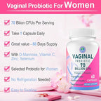 Vaginal Probiotics, PH Balance for Women, 70 Billion CFUs Womens Probiotic for Vaginal health, Urinary, Odor Control, Flor, Ph Balance & Hormone, with Prebiotic & D-Mannose - Shelf Stable, 60 Caps