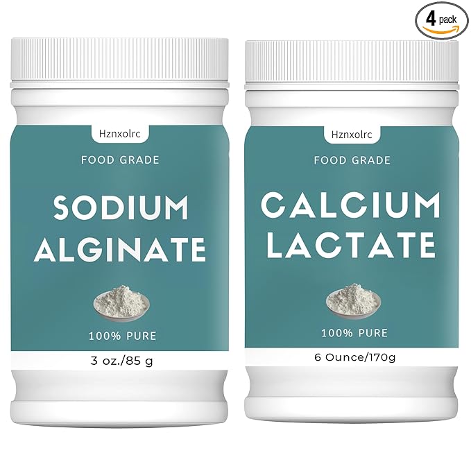 3oz Sodium Alginate Powder & 6oz Calcium Lactate Powder, Perfect for Making Luxurious Caviar Spheres, Food Grade, Value Pack (Bundle with 2 Items)