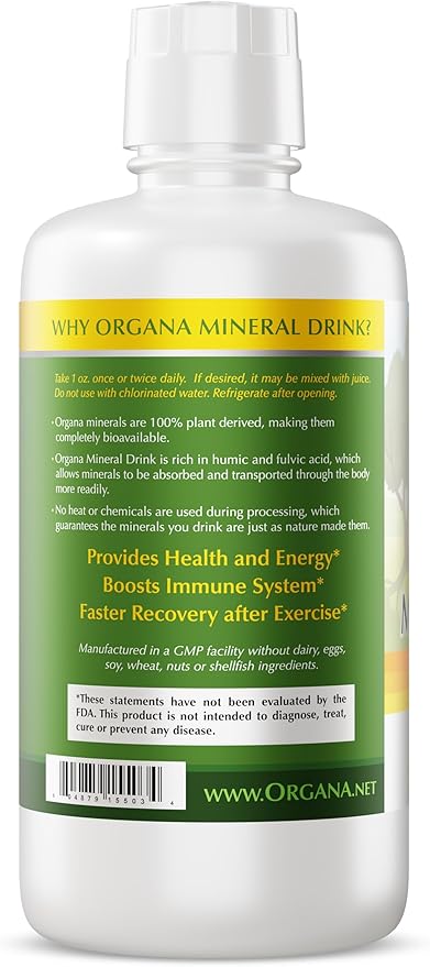 Organa Trace Minerals - Liquid Colloidal Minerals Supplements - Plant Derived for Maximum Absorption - Colloidal Minerals Liquid for Wellness - 32 Ounces