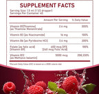 Vitamin B12 Complex with B1, B6, Vitamin B12 Raspberry Liquid Supplement, Essential Vitamin 5-in-1 Vitamin B Complex Liquid Drops, Brain Function, Focus, and Natural Energy Support (2PCS)