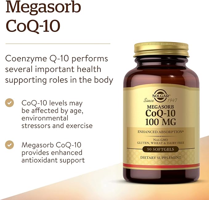 Solgar Megasorb CoQ-10 100 mg, 90 Softgels - Supports Healthy Aging - Coenzyme Q10 Supplement - Enhanced Absorption - Non-GMO, Gluten Free, Dairy Free - 90 Servings, (Pack of 2)