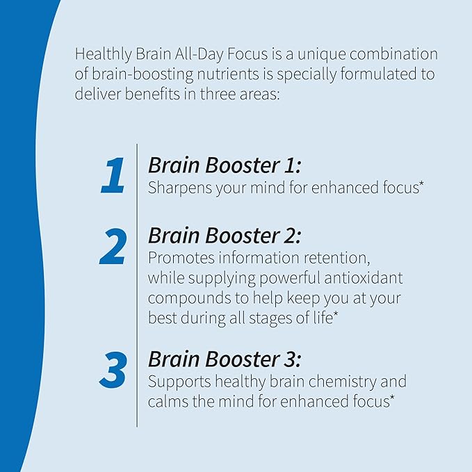 Applied Nutrition Healthy Brain All-Day Focus - 50 Tablets, Pack of 2 - Powerful 3-in-1 Brain Booster with Turmeric Extract - 50 Total Servings