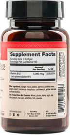 NatureWise Vitamin B12 5000 mcg - Extra Strength - Supplement for Supporting Energy Levels, Mental Clarity, Nervous System Health - Easy-to-Swallow, Soy and Gluten-Free, Non-GMO - 60 Softgels
