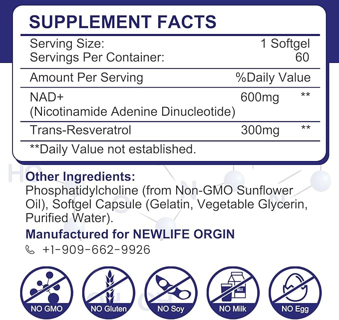 inGreens 900mg Liposomal NAD+ Supplement with 300mg Trans Resveratrol - Superior Absorption, Replaces NMN, Boost NAD+ for DNA Repair, Energy & Longevity, Aging Defense, 120 Softgels