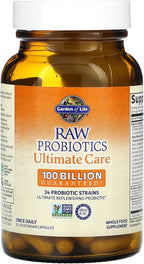 Garden of Life Raw Probiotics Ultimate Care - 100 Billion CFU - Dietary Supplement for Gut Health Support - For Women & Men - 30 Vegetarian Capsules