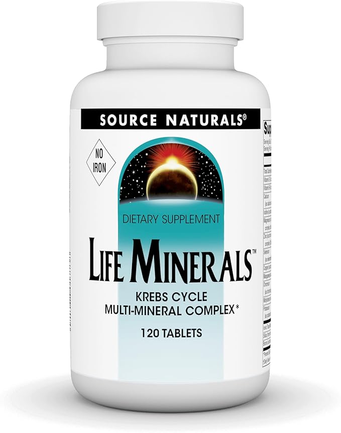 Source Naturals High Bioactivity Life Minerals, Iron Free - Krebs Cycle Multi-Mineral Complex - 120 Tablets