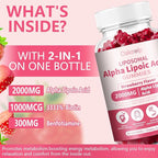 3 Pack Liposomal Alpha Lipoic Acid Gummies 2000mg Gummies,High Potency ALA Complex Biotin & Benfotiamine for Antioxidant, Brain Health and Nerve* Support,Liposomal Enhance 98% Absorption
