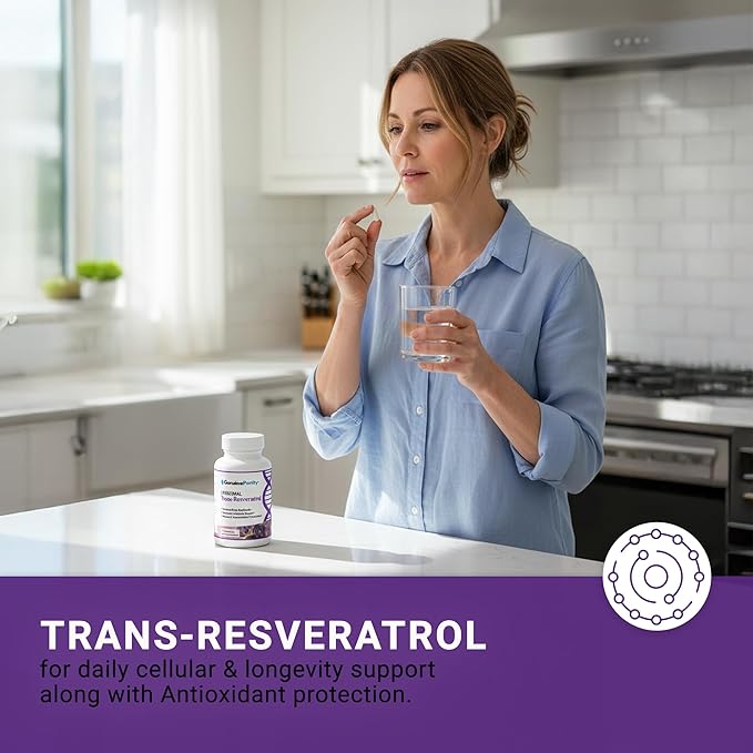 Liposomal Trans Resveratrol 500mg, 60 Vegan Capsules to Support Cellular Health, Antioxidant Activity & Overall Wellness - Non-GMO Trans Resveratrol Supplement for Daily Vitality
