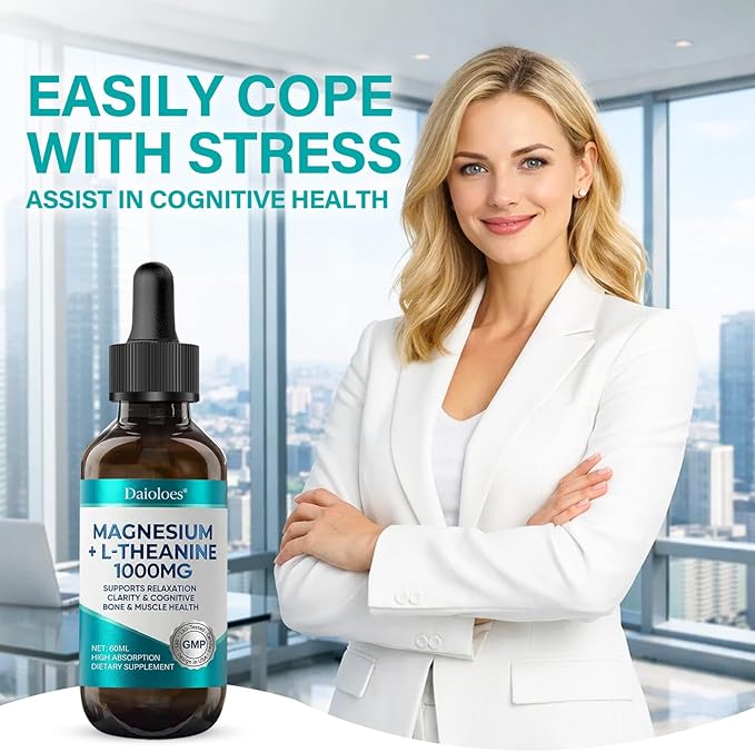 Magnesium L-Threonate Liquid Drops, Triple Calm Magnesium Threonate w. Apigenin, Theanine, Lemon Balm for Relaxation Sleep, High Absorption for Brain Health & Cognitive Support, 2.0 Fl Oz
