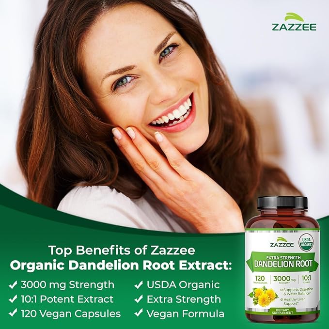 Zazzee Herbal Uric Acid Cleanse Bundle | USDA Organic Dandelion Root Extract Capsules Plus Super Concentrated 10:1 Organic Tart Cherry Extract Capsules | Non-GMO Vegan & ISO Lab Tested