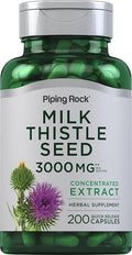 Piping Rock Milk Thistle Supplement | 200 Capsules | Concentrated Herbal Extract | Non-GMO, Gluten Free