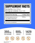 BulkSupplements.com DMAE Bitartrate Powder - Dimethylaminoethanol Bitartrate, DMAE Supplement - Unflavored & Gluten Free, 350mg per Serving, 500g (1.1 lbs) (Pack of 1)
