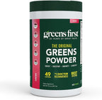 Greens First Original Greens Powder - 49 Superfoods - Organic Fruits & Veggies - Prebiotics, Probiotics & Digestive Enzymes - Antioxidant Smoothie - Dairy Free, Vegan & Non-GMO - Berry - 60 Servings