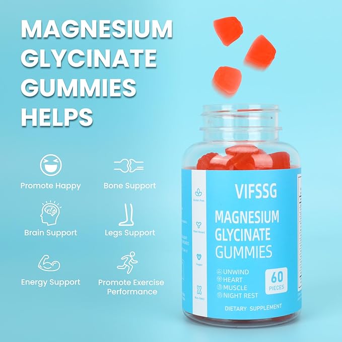 Magnesium Glycinate Gummies 400mg, Sugar Free Gummies with Magnesium L-Threonate 200mg - Magnesium Supplement Chewable Gummies for Women & Men Vegan, Organic Gummies 60 Count