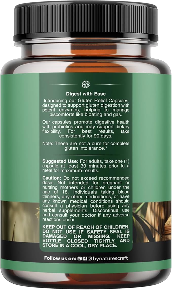 Fast Acting Gluten Digestive Enzymes for Intolerance - Gluten Digestive Enzymes for Women & Men for Debloat with DPP IV Blend Plus Lipase Amylase Bromelain for Gut Health & Digestion Support - 60 Ct