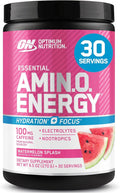 Optimum Nutrition Amino Energy Powder Plus Focus, with BCAA, Electrolytes, and Caffeine, Watermelon, 30 Servings (Packaging May Vary)