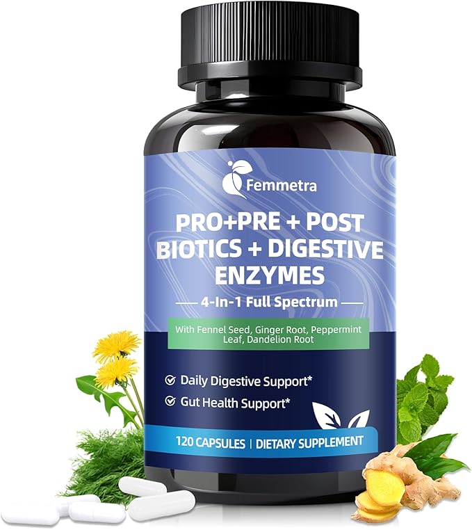 Digestive Enzymes Postbiotics Prebiotics Probiotics for Women Men, 200 Billion CFU 36 Probiotic Strains - Complete Gut, Digestive, Regularity, Gas, Bloating & Immune Support Supplement, Vegan, 60 Days