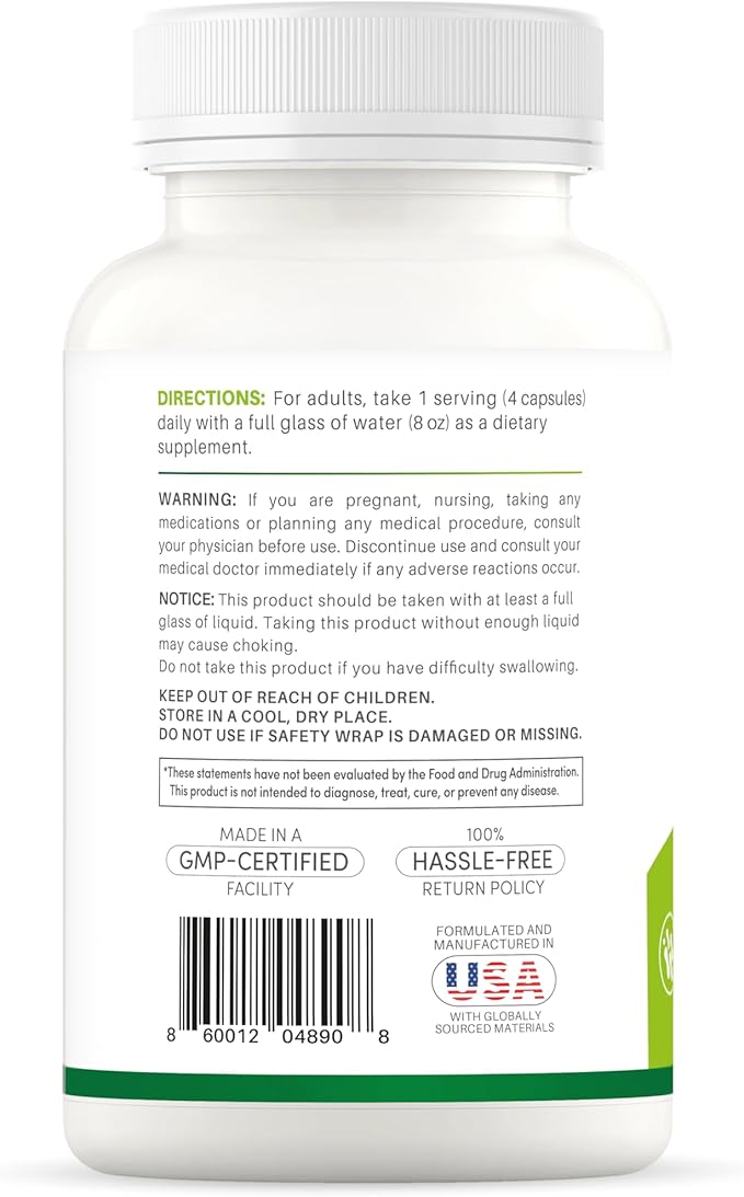 Psyllium Husk Capsules with Probiotics 100 Million CFUs, Fiber Supplement for Digestive and Gut Support, 200 Count, Plant-Based Natural Fiber
